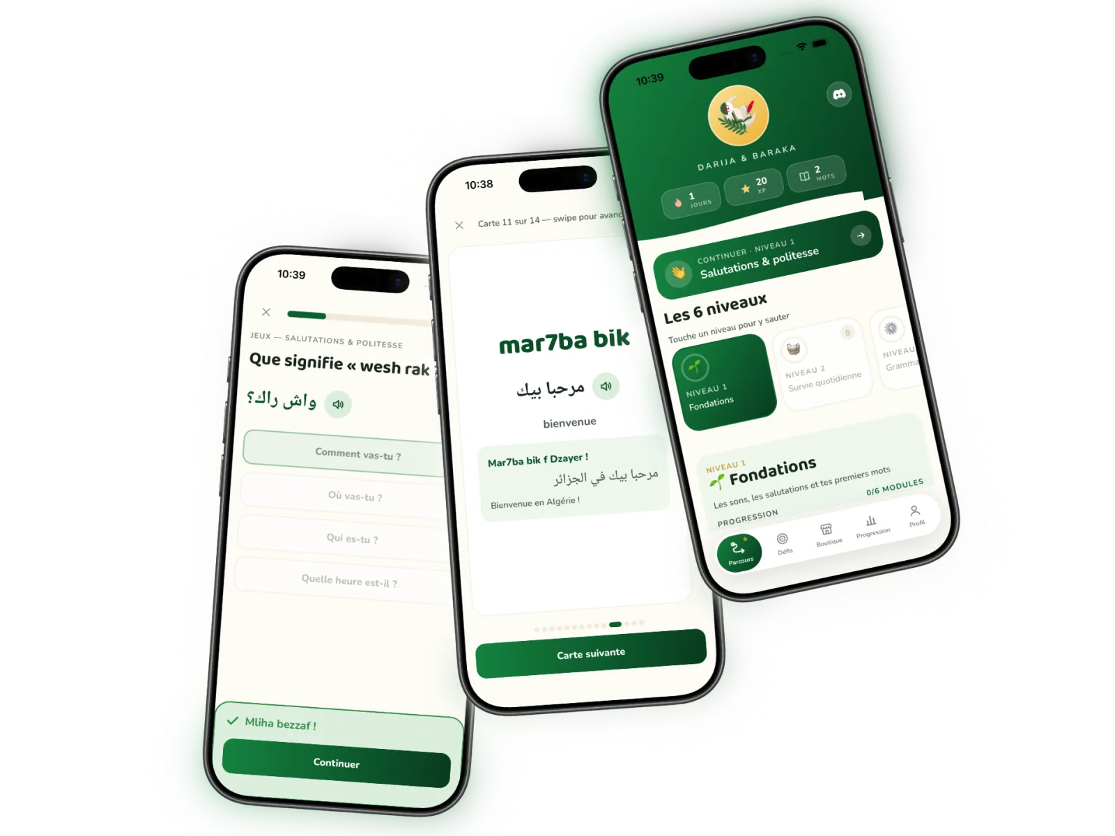 L'application Darija & Baraka : jeux, flashcards en arabizi et parcours d'apprentissage du darija algérien